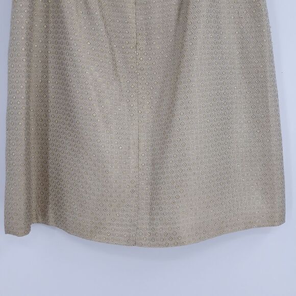 Vintage Cache Polka Dot Jacquard Metallic Gold Mini Pencil Skirt Sz 2 - Picture 9 of 10